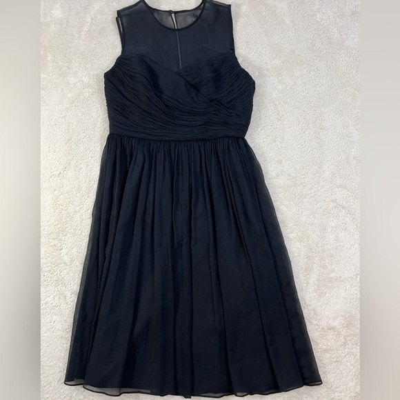 J. Crew Clara Black Silk Cocktail Dress Illusion Sweetheart Neckline Size Small - Picture 1 of 13